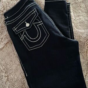 True Religion Black Skinny Jeans with White Stitching